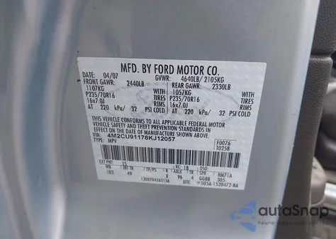 2008 Mercury Mariner V6 from USA, damaged, VIN 4M2CU91178KJ12057